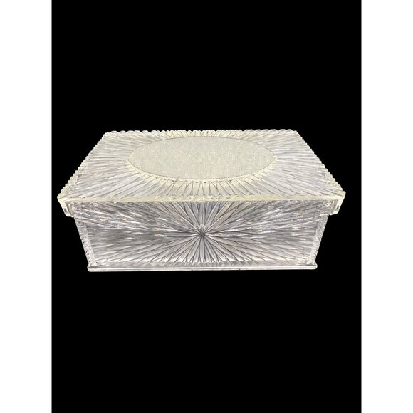VTG 1950s Clear Lucite Atomic Starburst Jewelry Compartment Box Hong Kong - Picture 5 of 9
